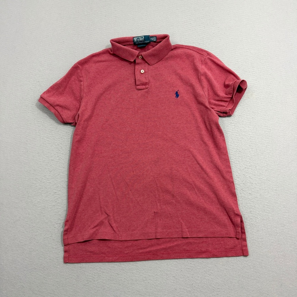 Polo Ralph Lauren Shirt Mens Medium Red Custom Fit Short Sleeve Pony Logo Preppy